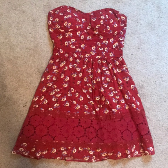 red strapless summer dress